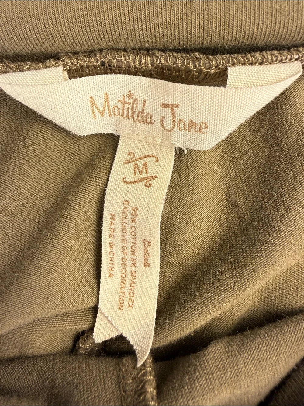 Matilda Jane Treetops Big Ruffles Olive Tan Cropped Pants Medium - Picture 5 of 8